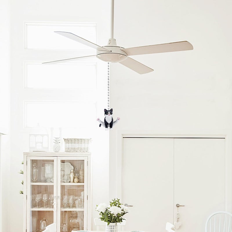 Dotlite Cat Ceiling Fan Pull Chain,Cute Realistic Gym Cat Fan String Pulls Charm Extension Decorative,12in 3mm Diameter Beaded Fan Light Pull Chains Extender Ornaments with Connector for Kids Room - Image 2